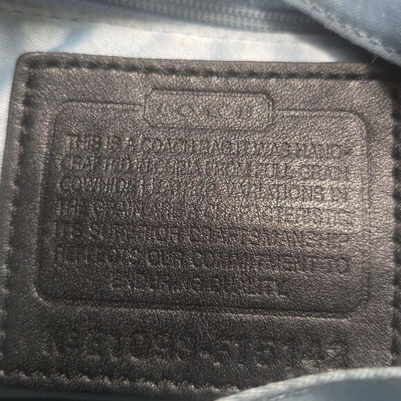 COACH Black Patent Leather Signature Stripe Tote Shoulder Bag (F15142) - Picture 6 of 9